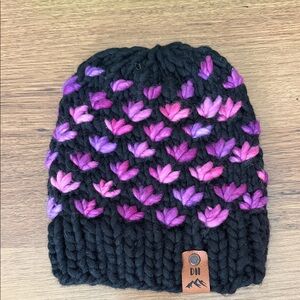 Black and Purple Knit Beanie for Kids